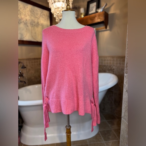 H&M LOGG cozy tie side pink crew neck sweater size small - Picture 1 of 5